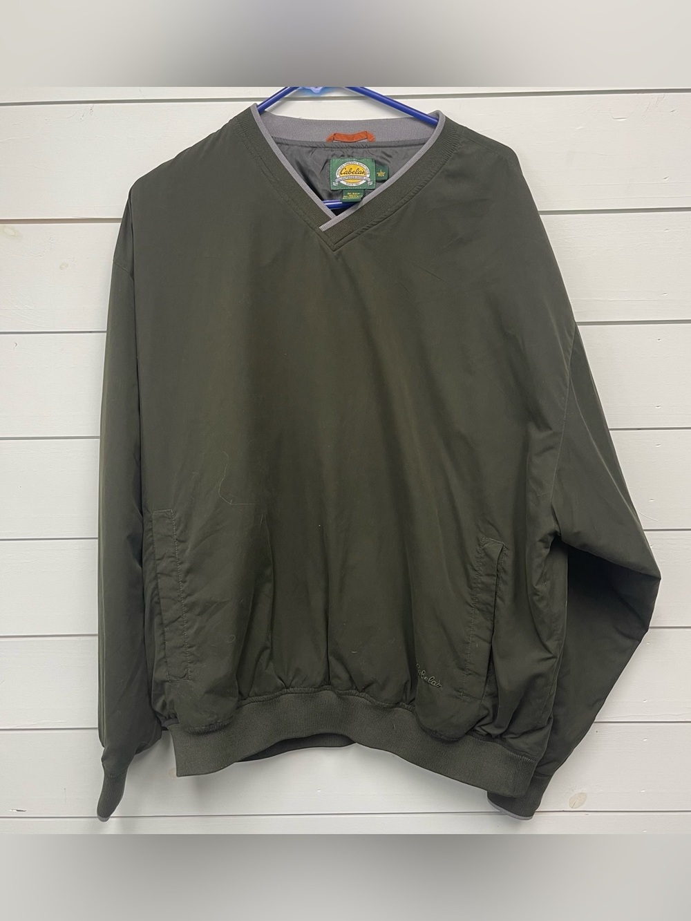 Cabelas dark green pullover windbreaker men's size large